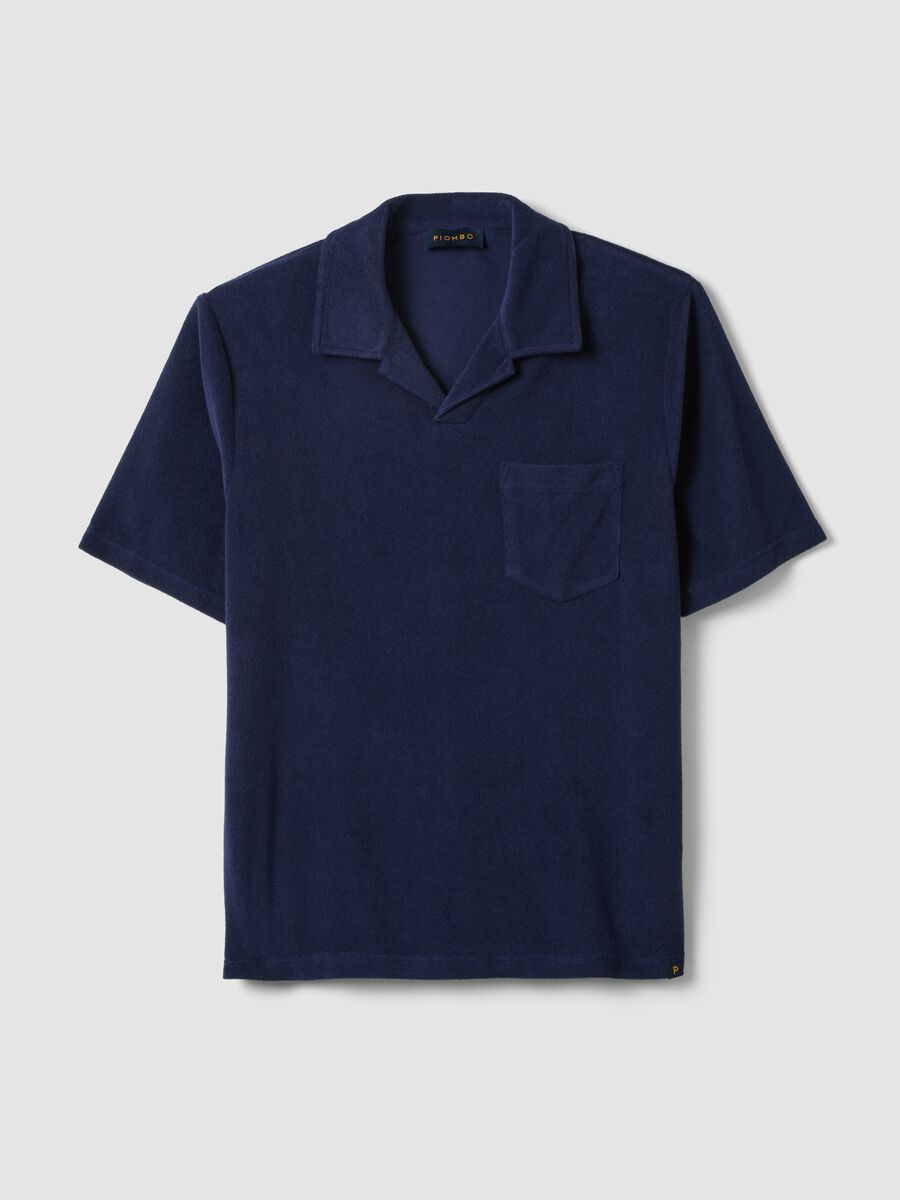 Blue cotton-blend short-sleeve polo shirt, regular fit_4