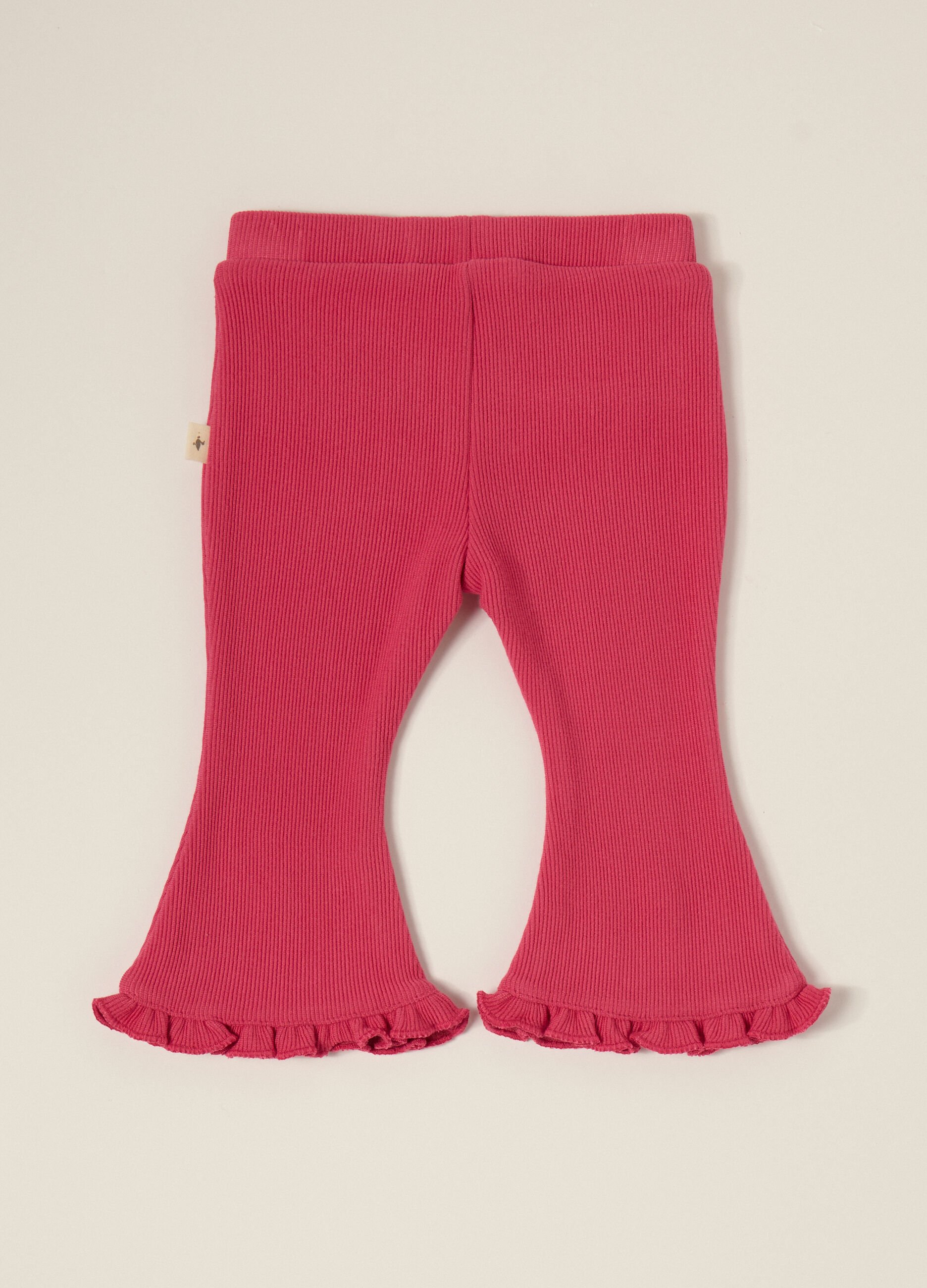Pink Stretch Trousers with Ruffles