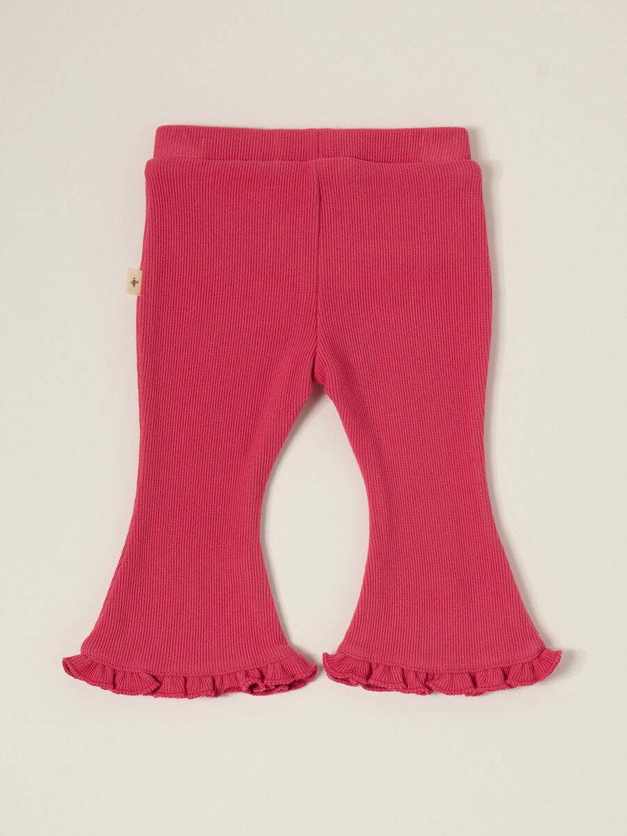 Pantaloni rosa elasticizzati con volant_0