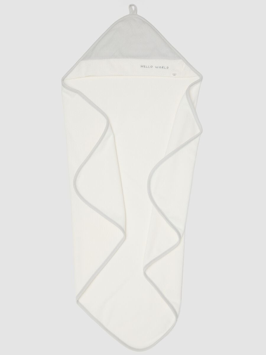 Accappatoio bianco in cotone organico con cappuccio per neonati_2