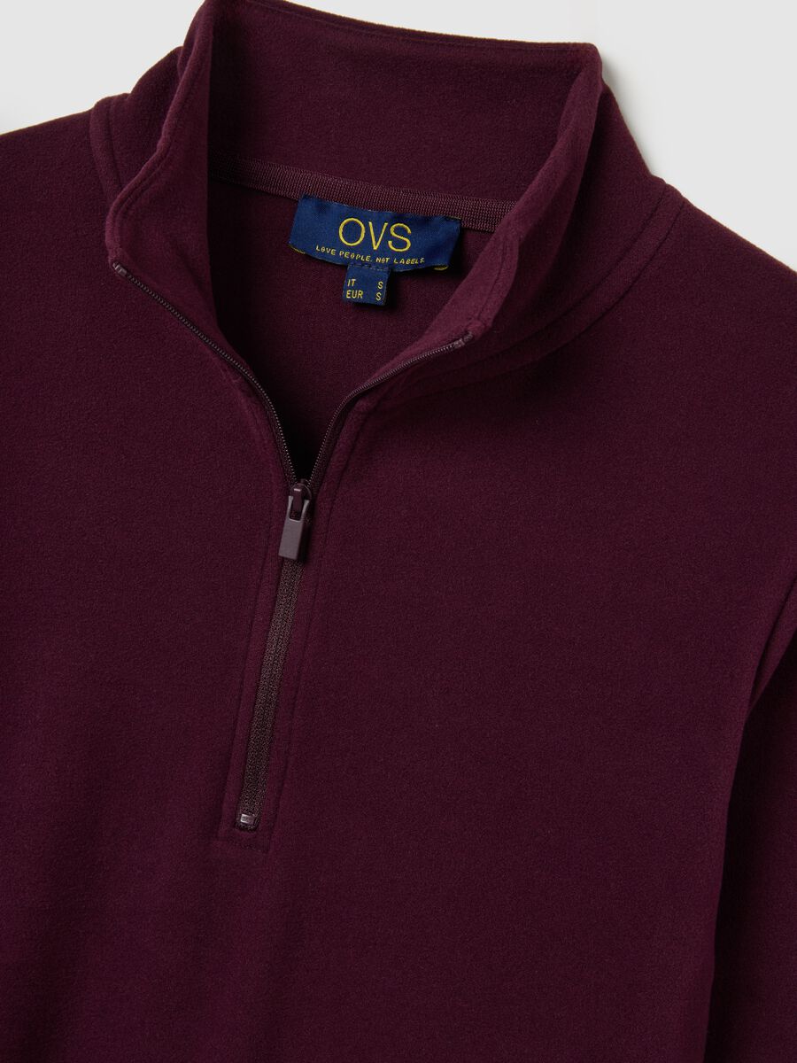 Pile a collo alto rosso con mezza zip regular fit_5