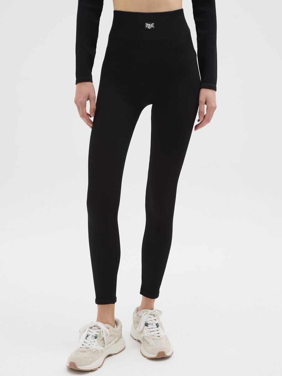 Leggings in tessuto elasticizzato neri regular fit_1