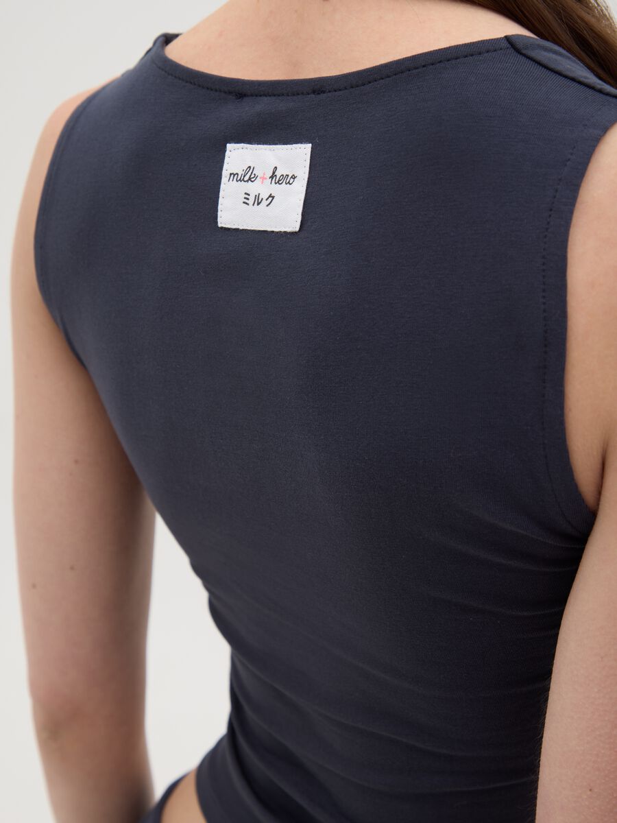 Women's blue fitted cotton tank top_2