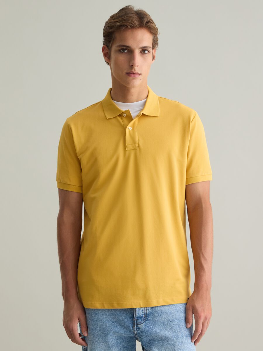Yellow Short Sleeve Cotton Polo by Piombo_0