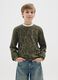 Green cotton sweatshirt with round neck_0