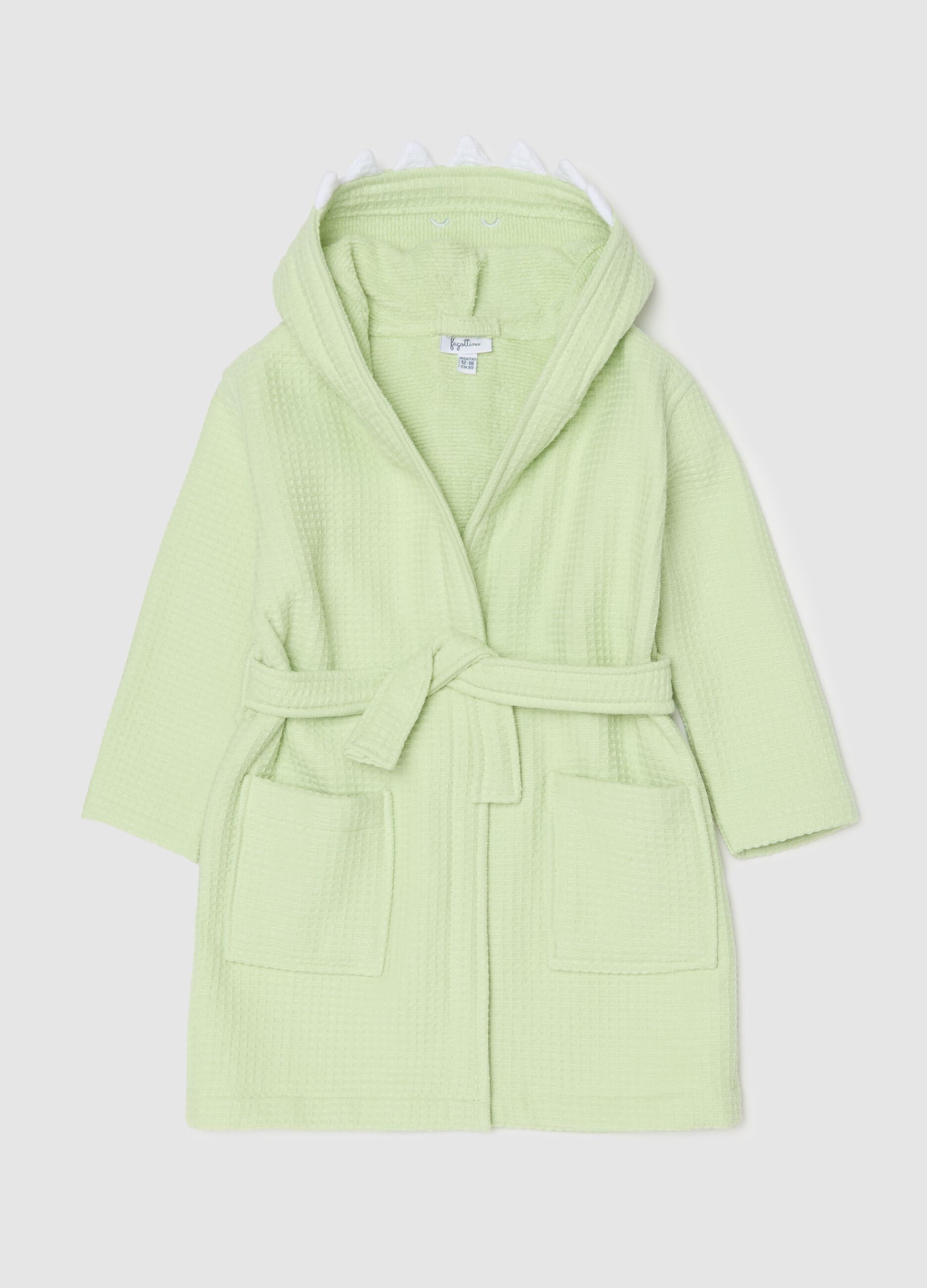 Dinosaur bathrobe with waffle weave