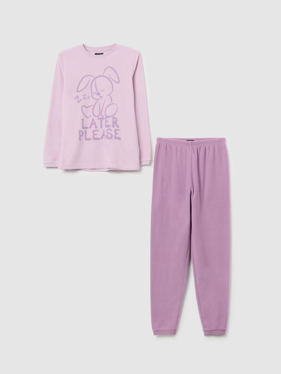 Pink fleece pyjamas for girls_0