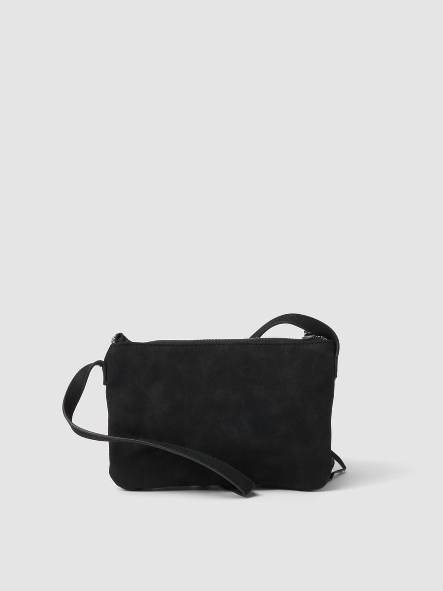 Black fringed and studded crossbody bag for girls_1