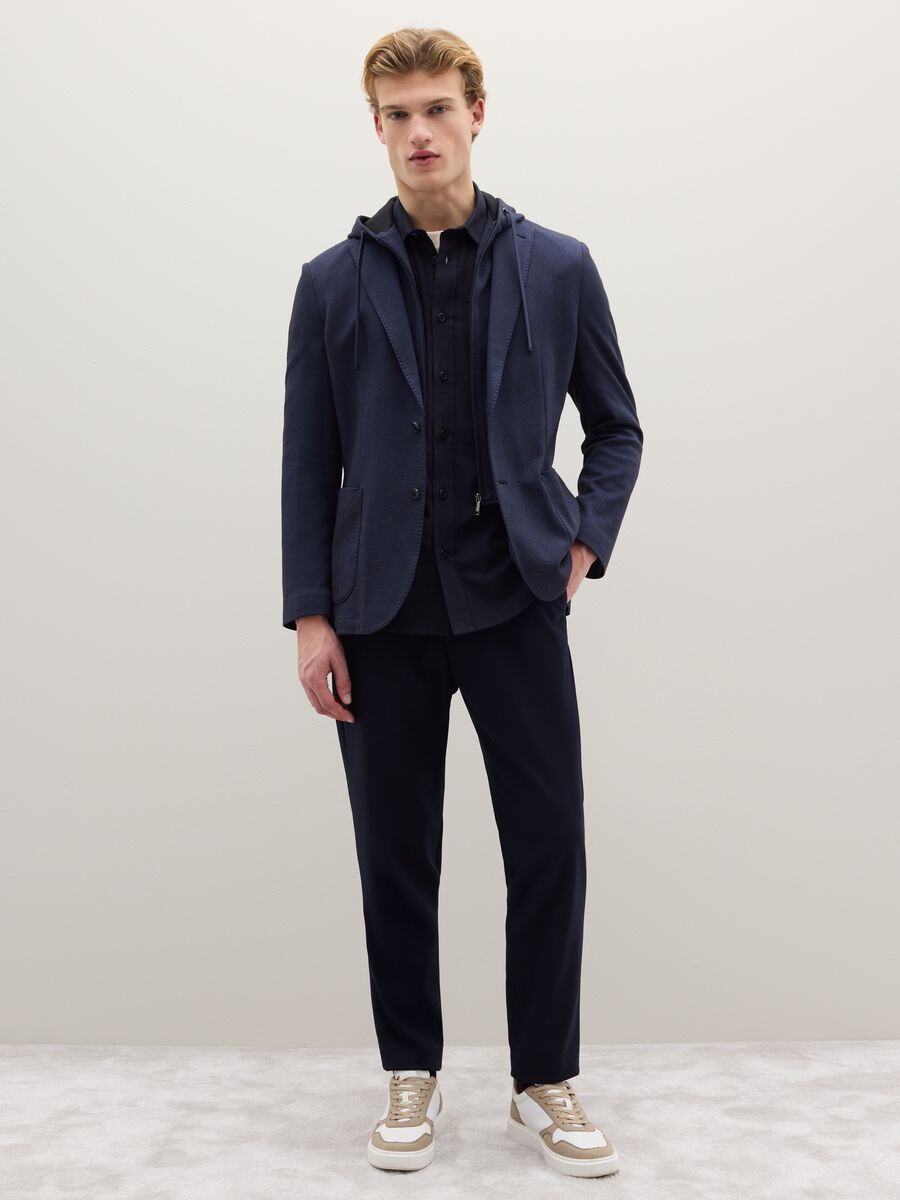 Blazer in misto cotone blu regular fit_1