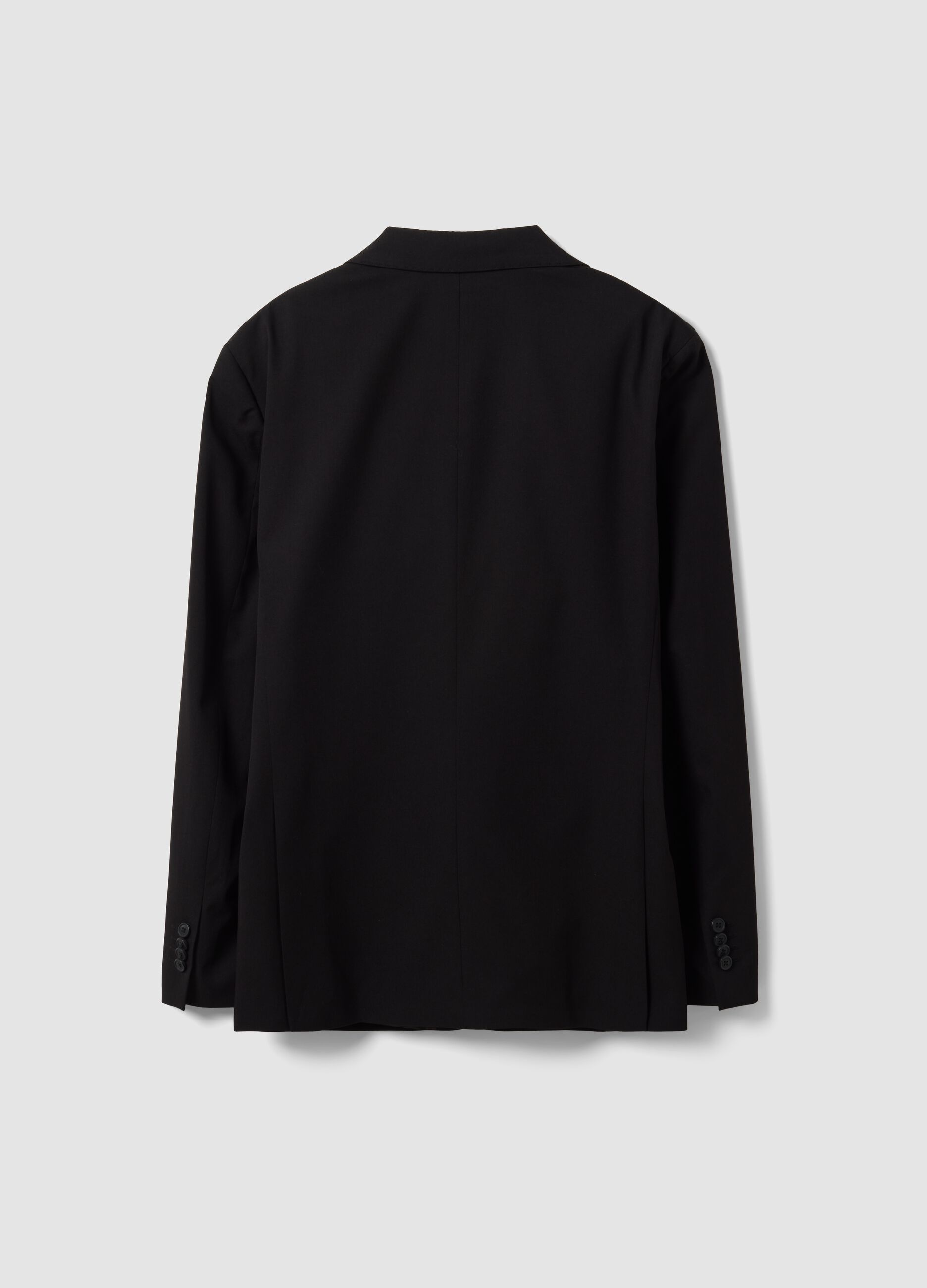 Black stretch viscose blazer with classic lapels