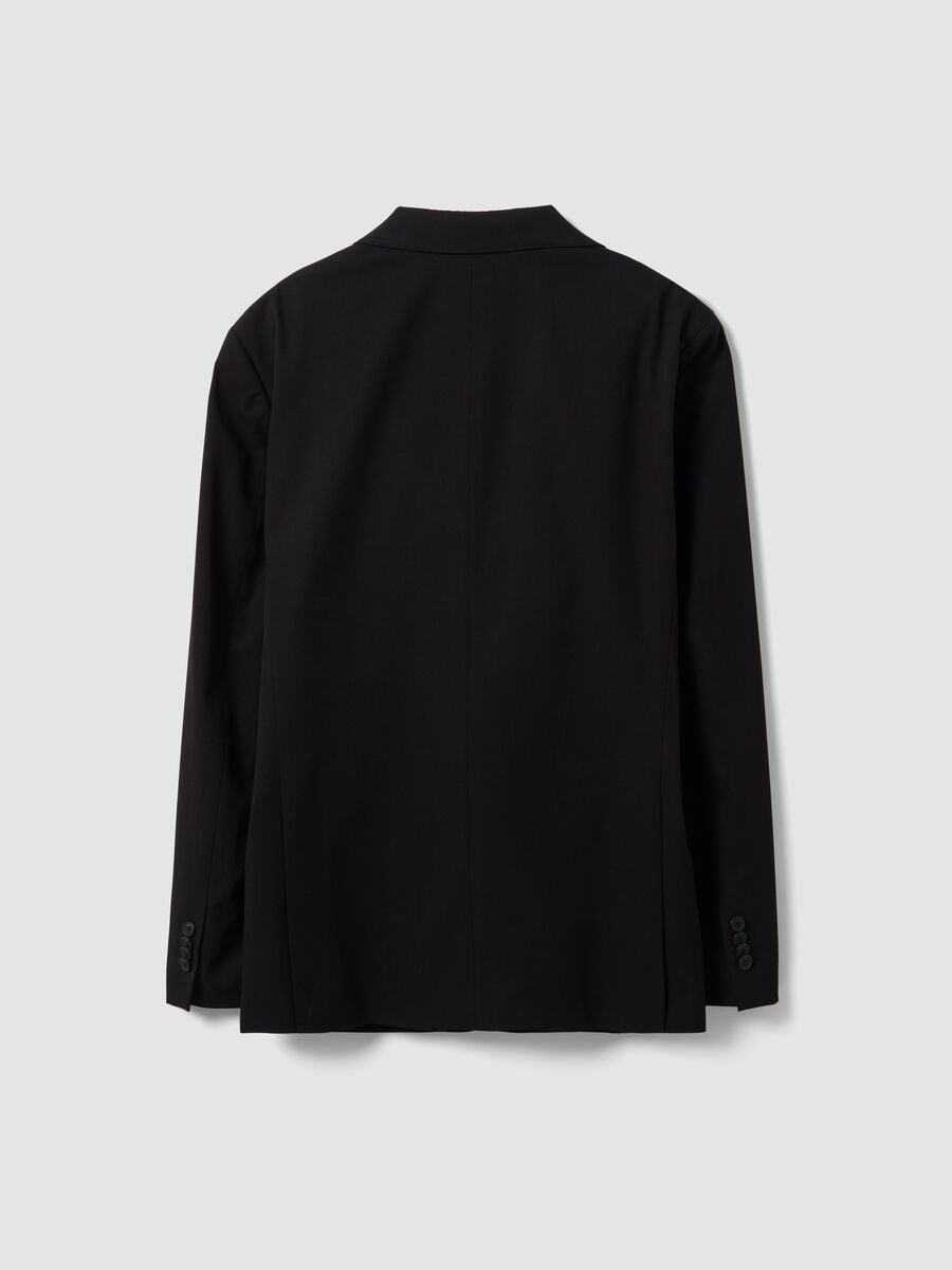 Blazer nero in viscosa elasticizzata con revers classici_6