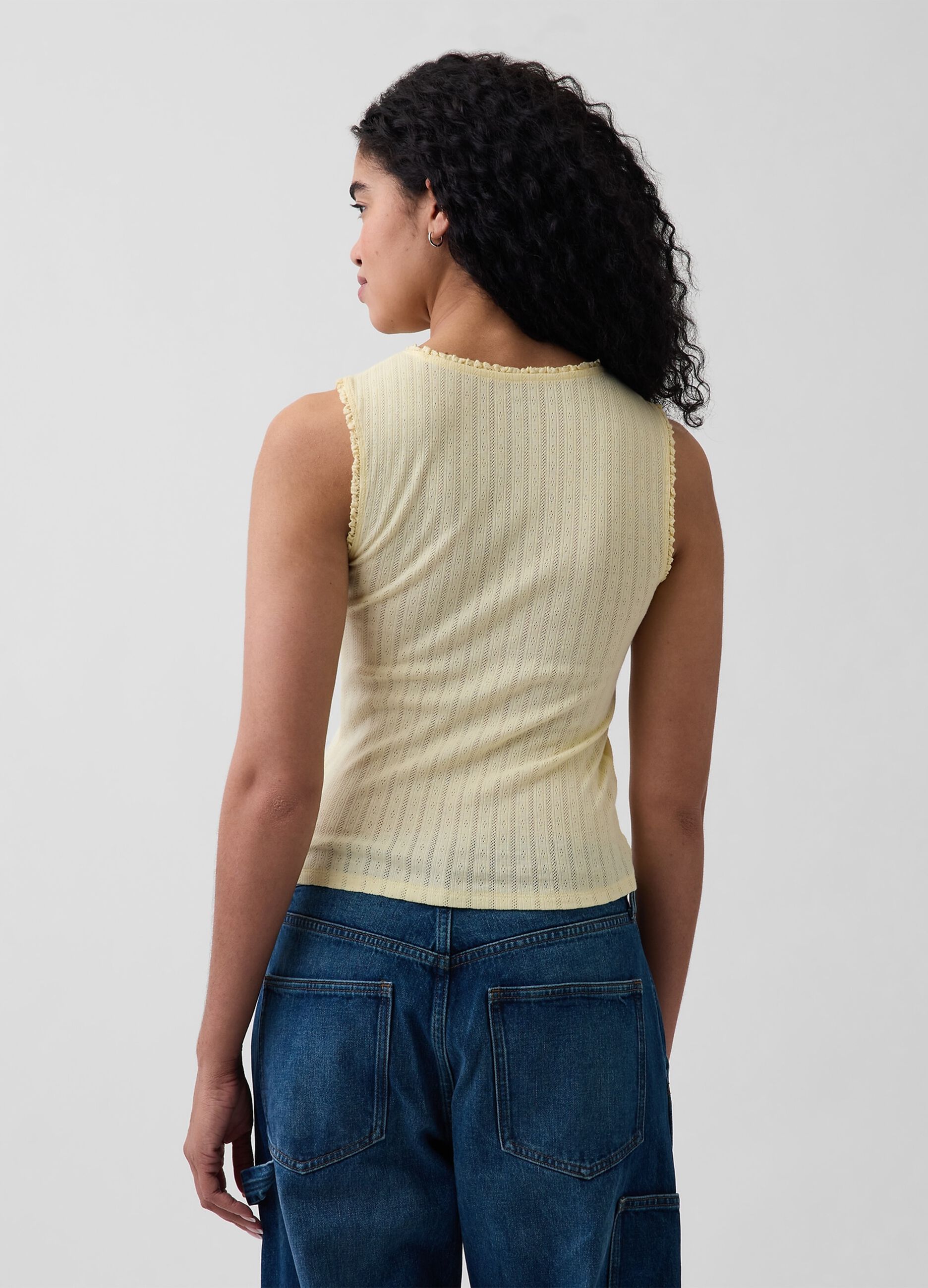 Ribbed cotton-blend tank top