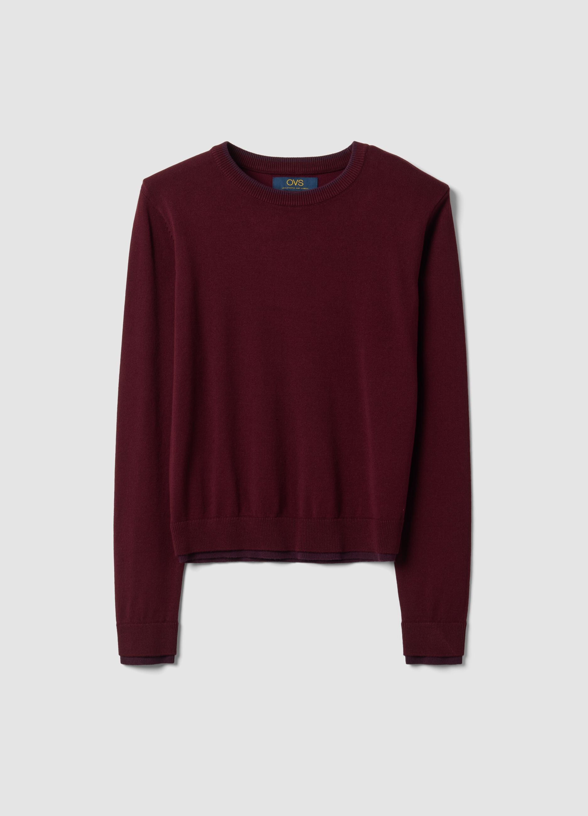 Red long-sleeve viscose-blend top
