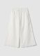 Pantaloni culotte in puro cotone bianchi da bambina con ricami_0