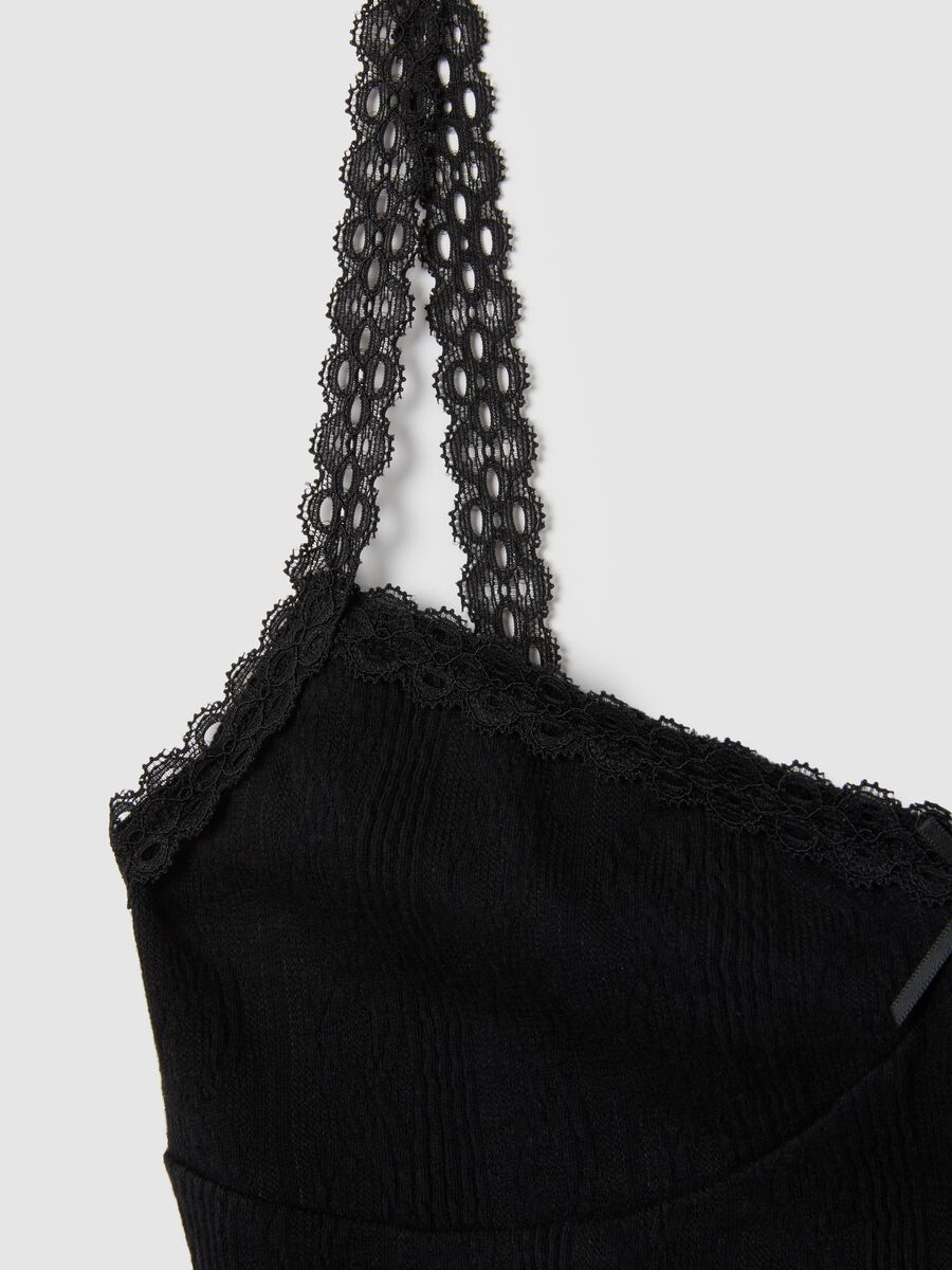 Women's Black Cotton Top with Lace_1