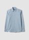 Regular fit blue shirt in linen and cotton blend_4