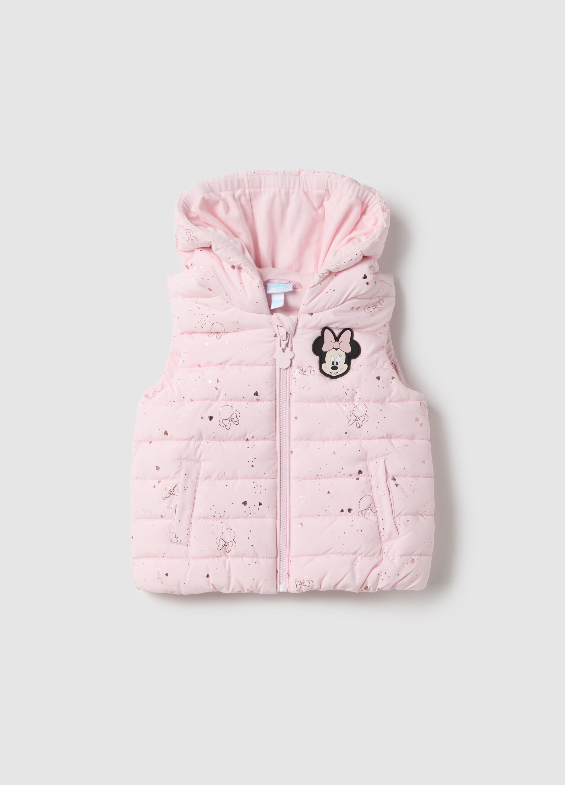 Gilet in misto rosa regular fit con zip e cappuccio da bimba