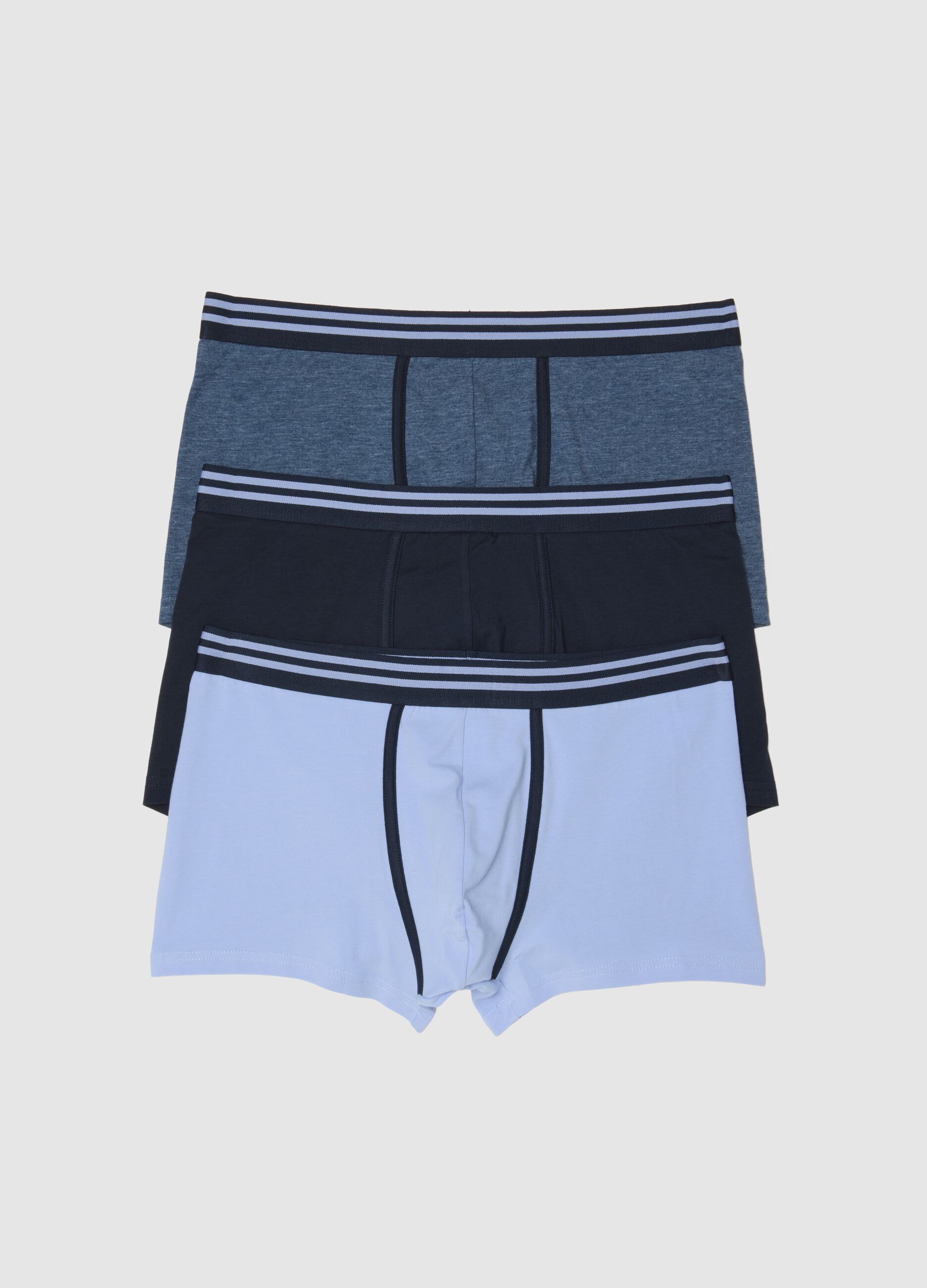 Tripack Boxer Shorts in Stretch Cotton Blue