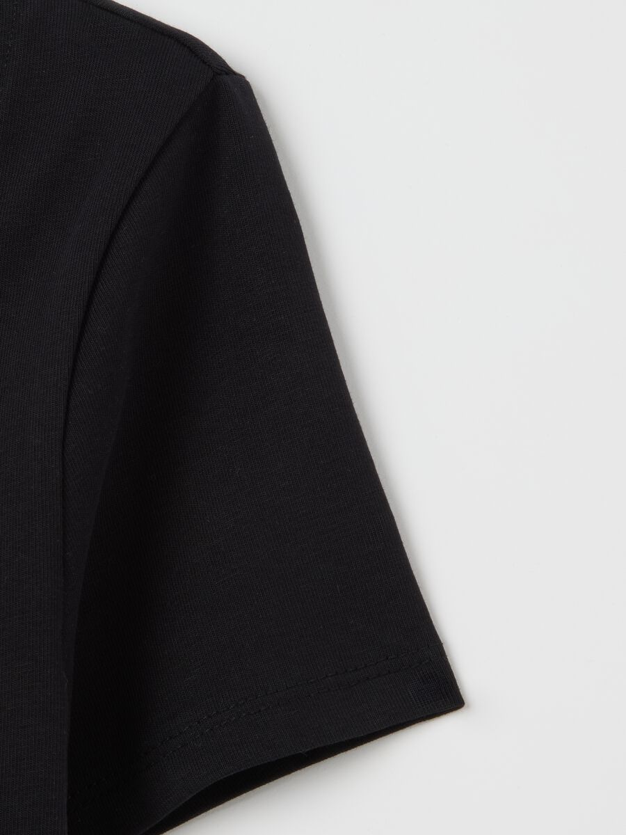 Women's’ black slim-fit T-shirt in stretch cotton_5