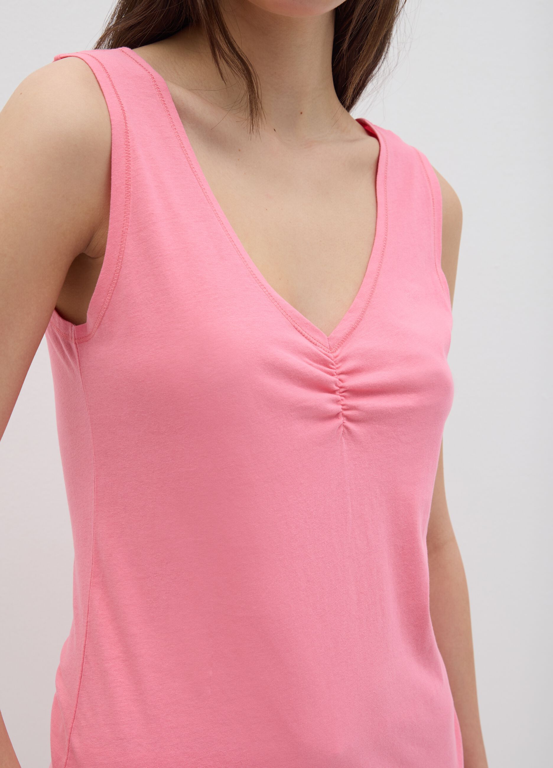 Women's pink, regular-fit top in 100% cotton