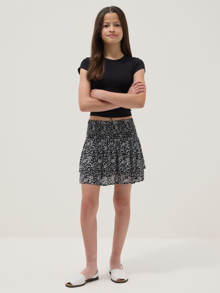 Girls&rsquo; multicolour pure-viscose mini skirt with paisley print_0