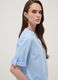 Sky-blue pure cotton shirt with eyelet embroidery, regular fit_0