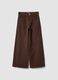 Brown wide-leg jeans in pure cotton twill_0
