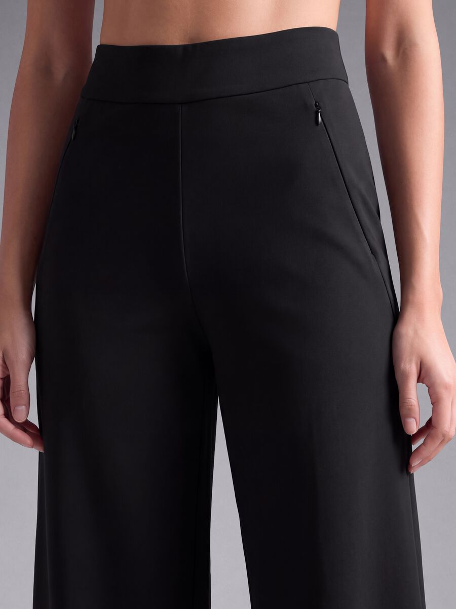 Pantaloni neri wide leg in tessuto elasticizzato ALTAVIA STUDIO_3