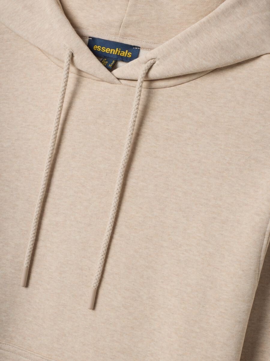 Beige cotton-blend fleece hoodie, regular fit_1