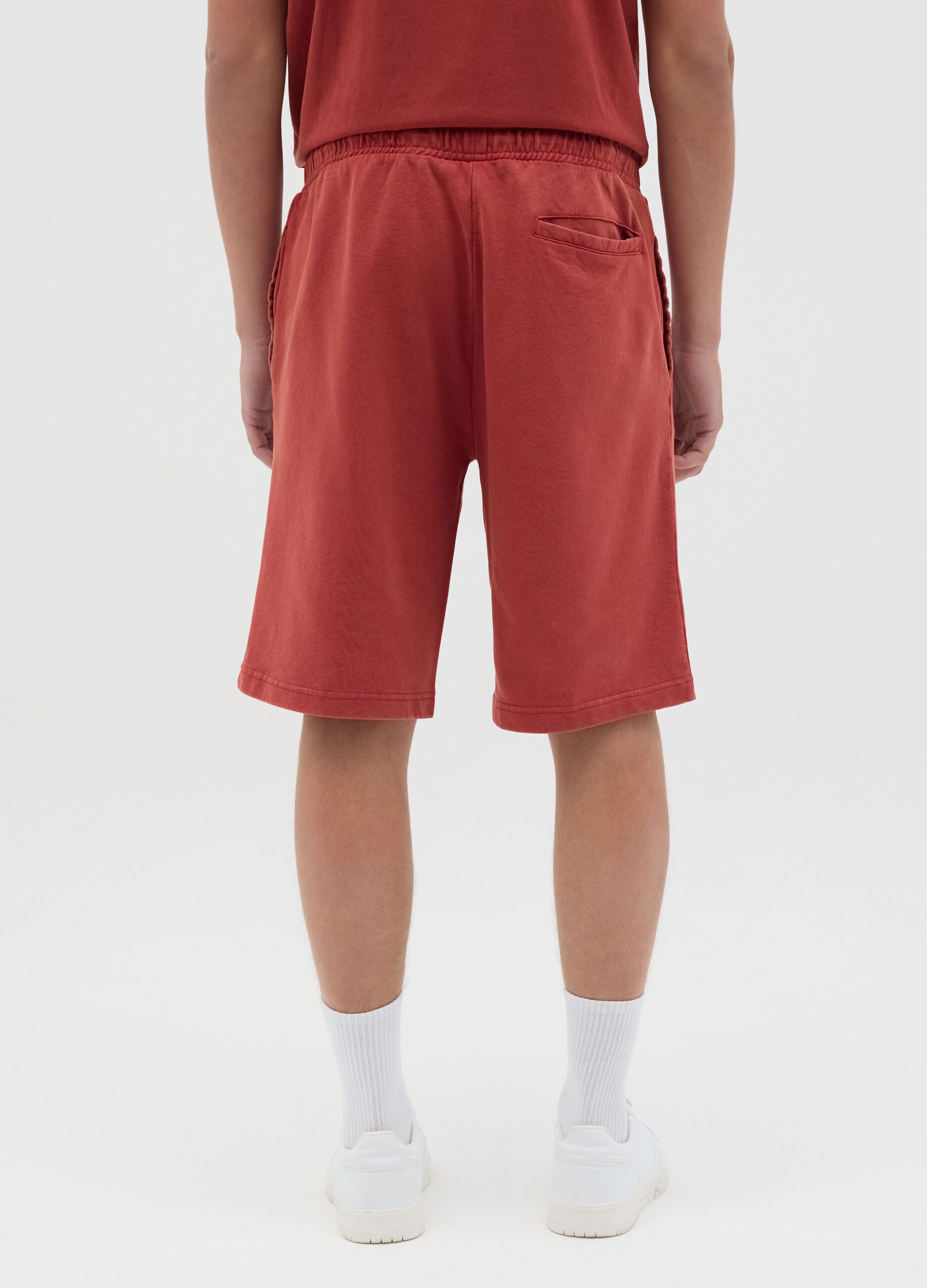Pantaloncini da uomo in puro cotone rossi regular fit