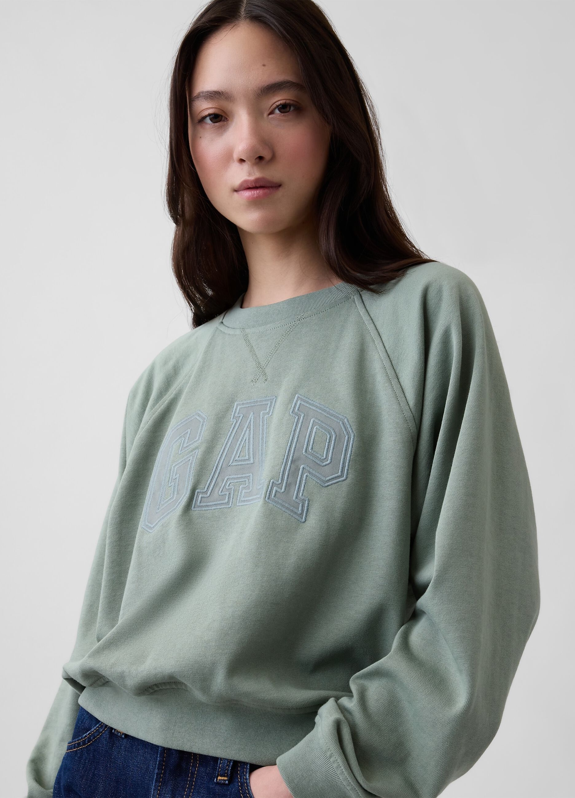 Cotton-blend crew-neck sweatshirt