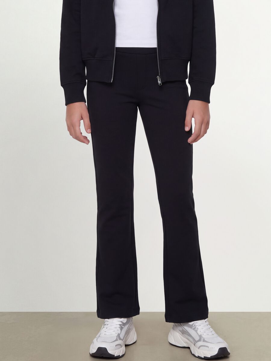 Pantaloni neri in cotone organico elasticizzato slim fit per ragazza_1