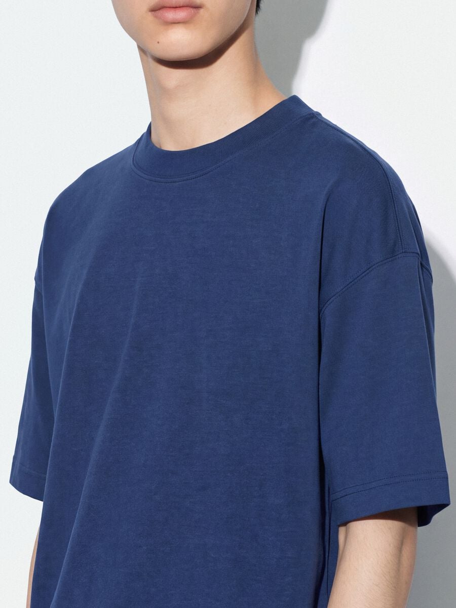 Blue crew-neck pure cotton boxy-fit T-shirt_2