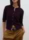 Purple pure wool crew-neck cardigan with buttons, regular fit_2