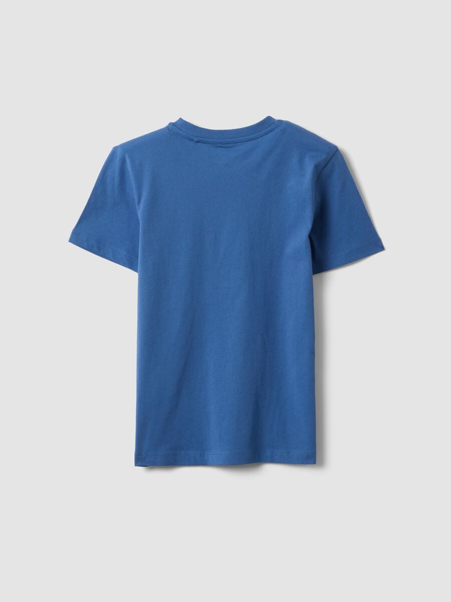 T-shirt blu a maniche corte in puro cotone organico_1
