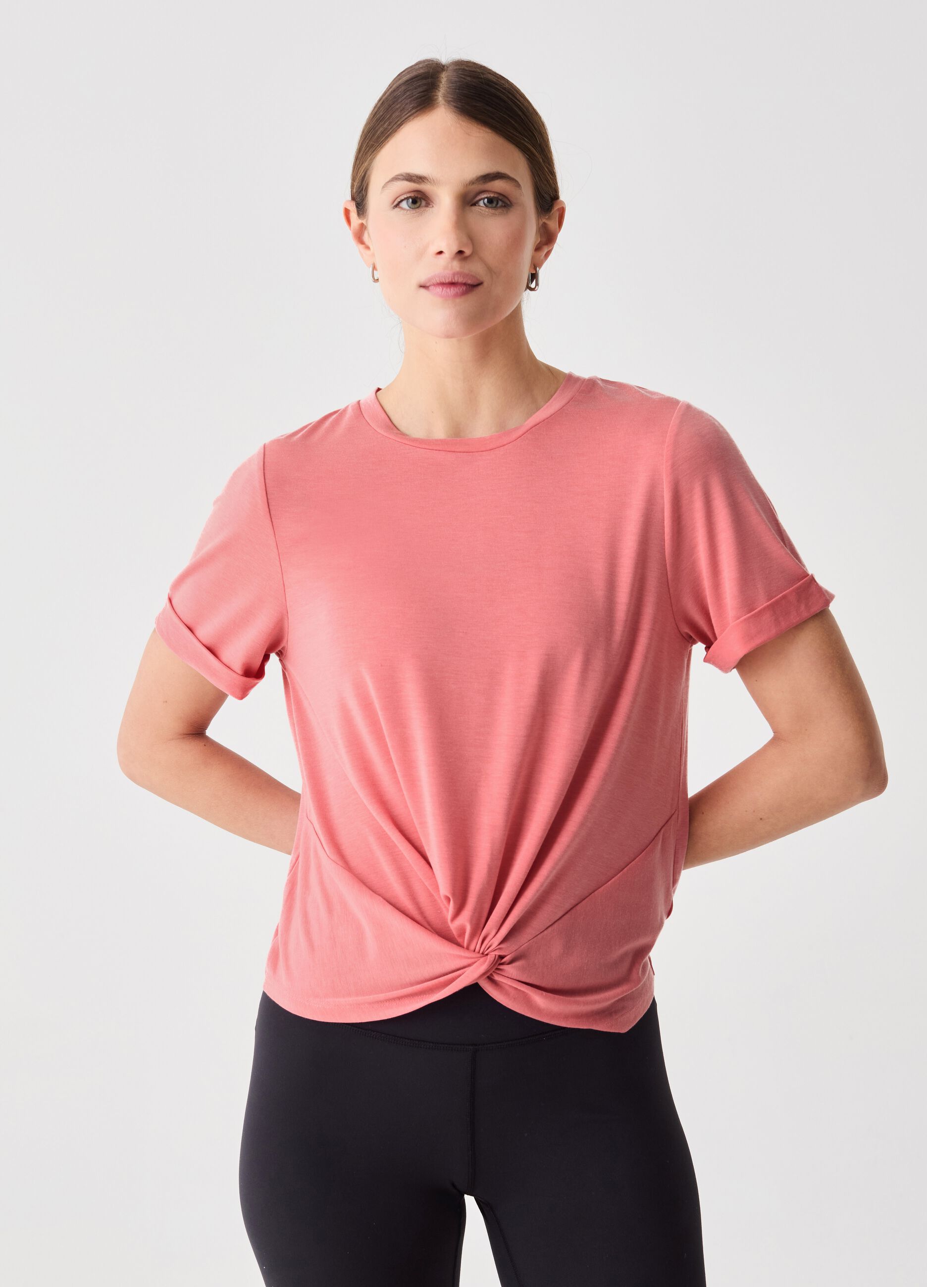 ALTAVIA STUDIO technical fabric T-shirt with knot