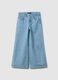 Jeans in puro cotone azzurro da bambina wide leg con stampa floreale_3
