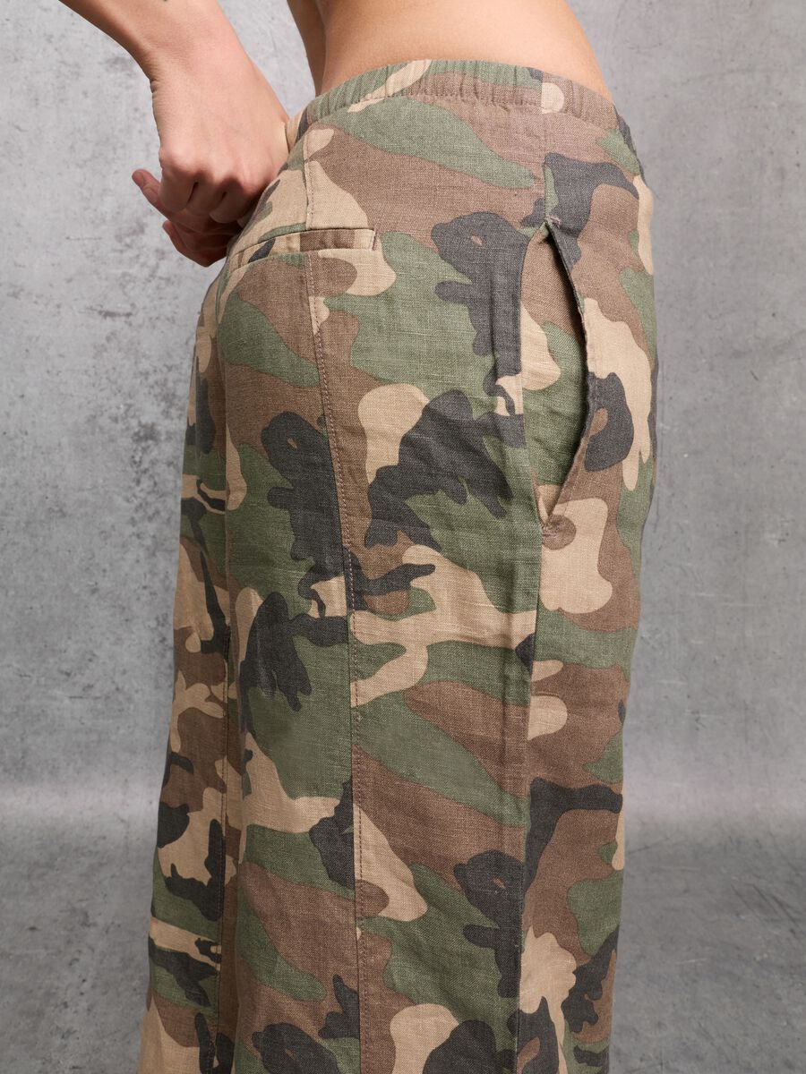 100% Linen Wide-Leg Camo Trousers_5