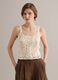 Beige crochet cotton-blend tank top_1