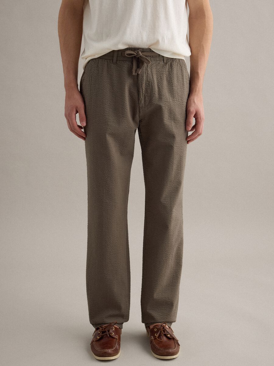 Pantaloni chino in cotone elasticizzato marrone regular fit_2