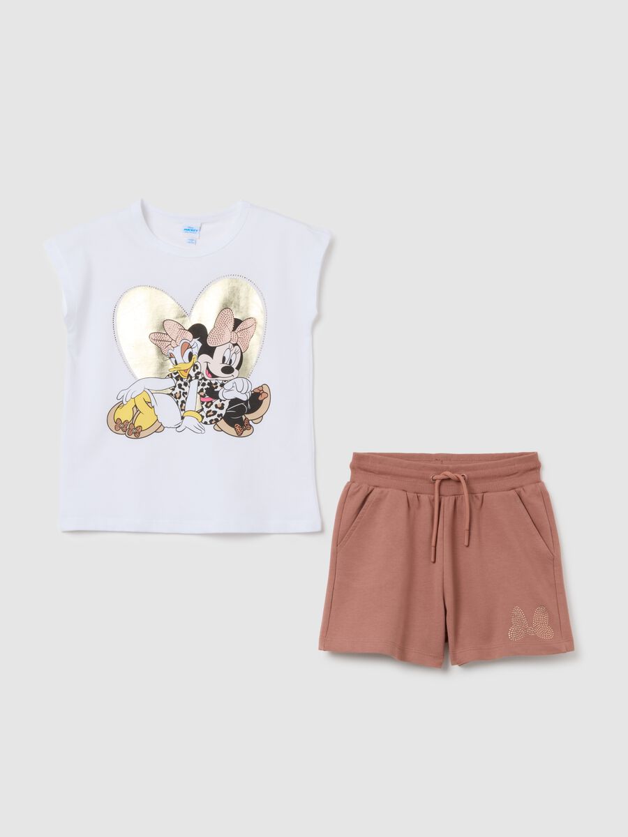 Girls' set of pure white cotton t-shirt with Disney print in regular fit_0