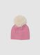 Pink knitted hat with pompom_0
