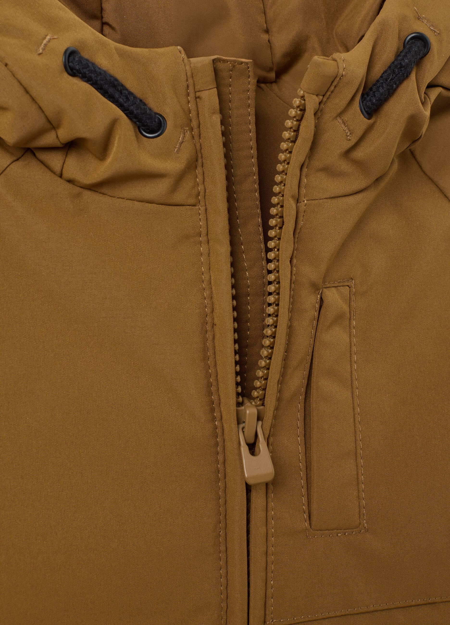 Brown regular fit children's jacket with hood