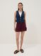 Burgundy viscose-linen blend shorts with elasticated waistband, regular fit_0