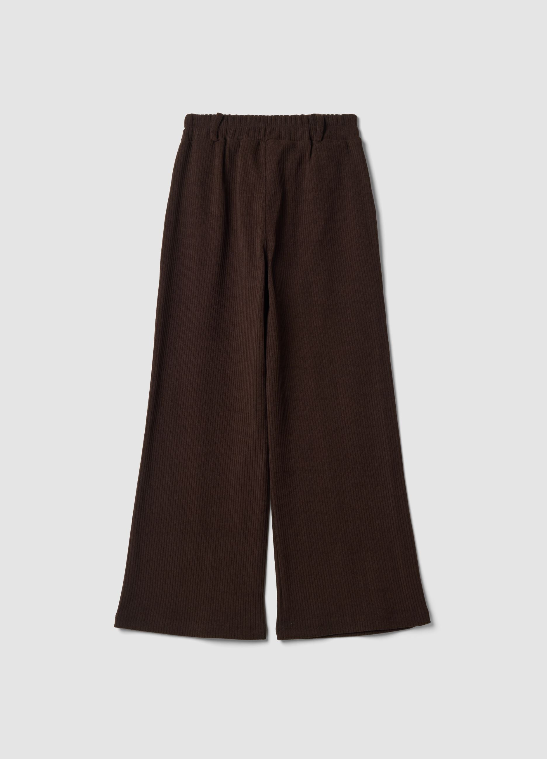 Brown long stretch regular-fit trousers