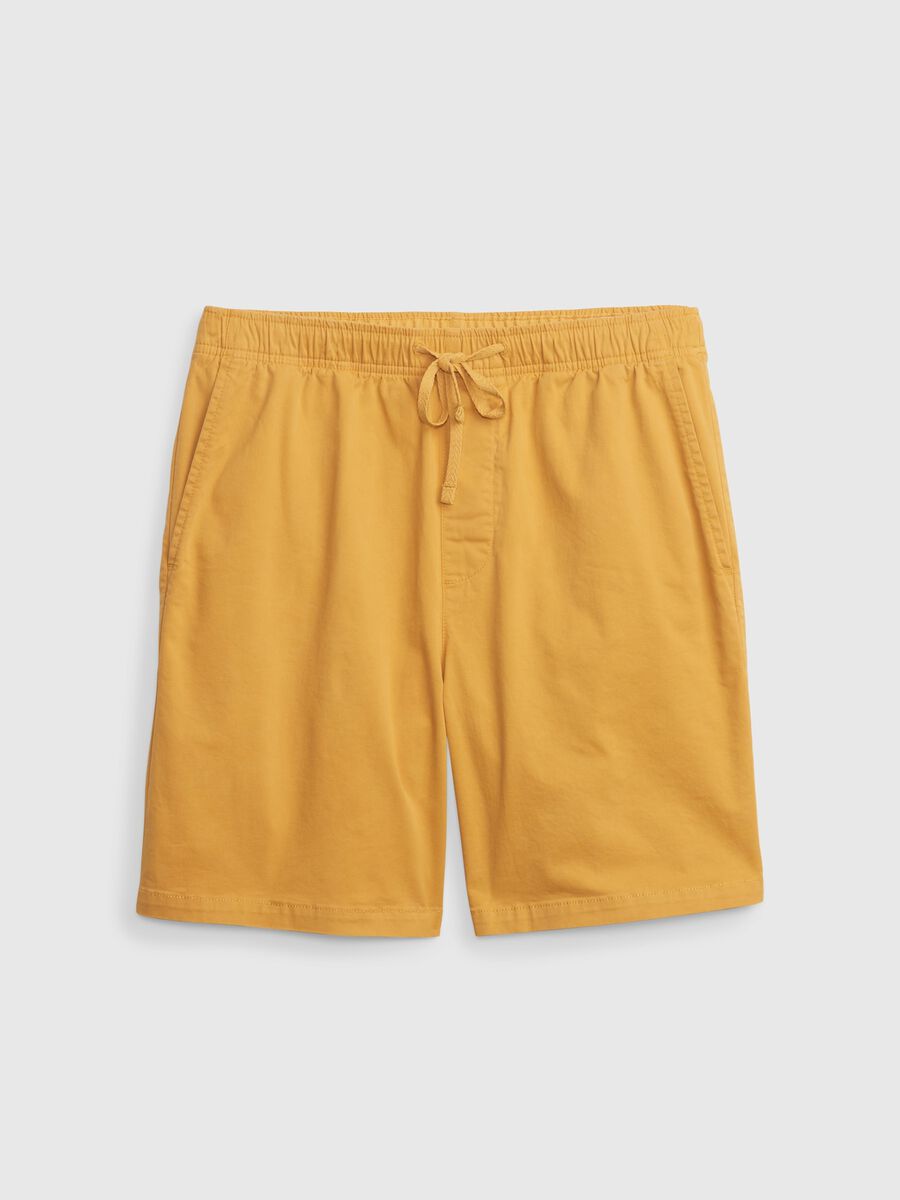 Stretch cotton shorts with drawstring_0