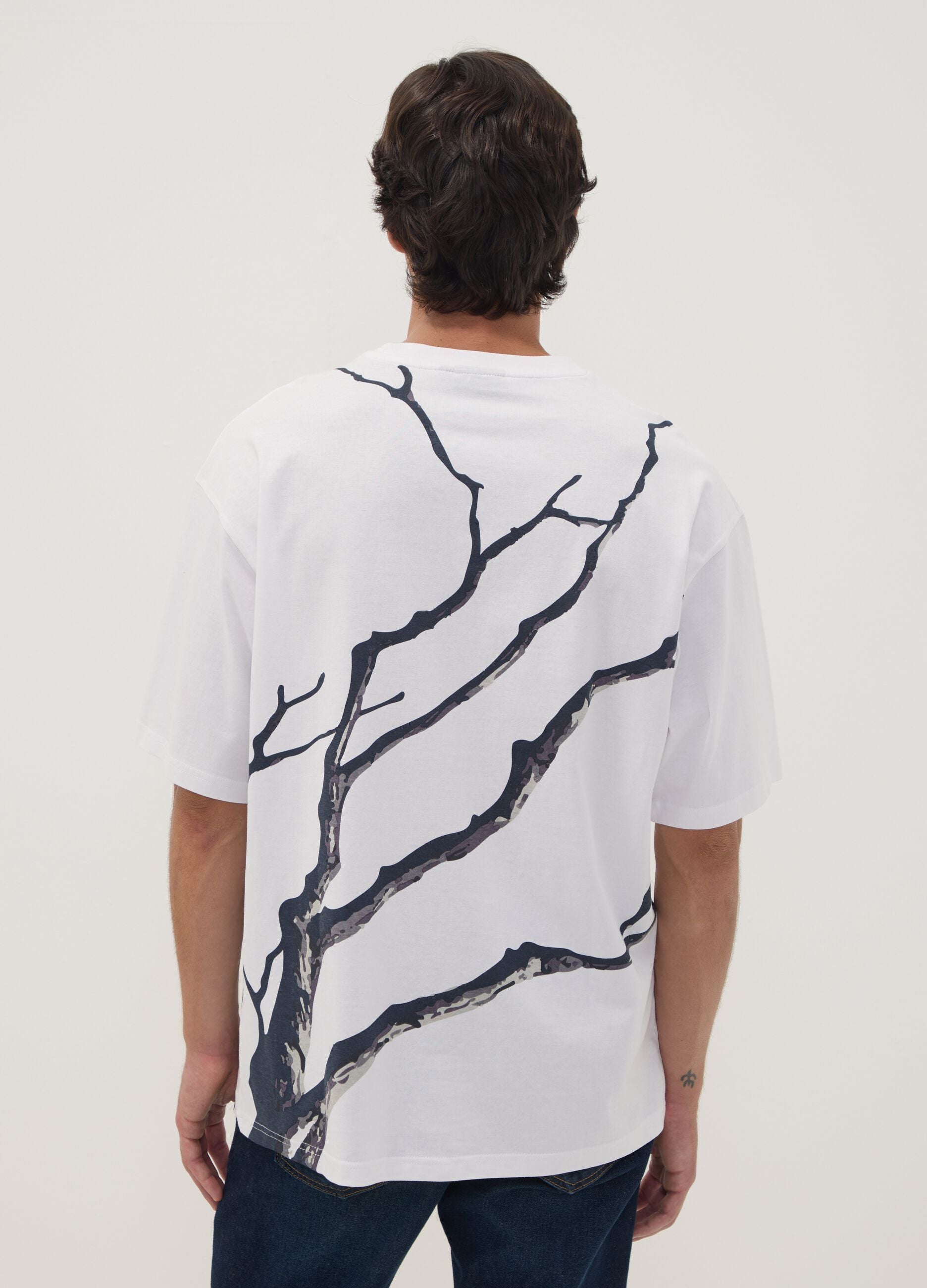 White pure cotton T-shirt with Nature slogan