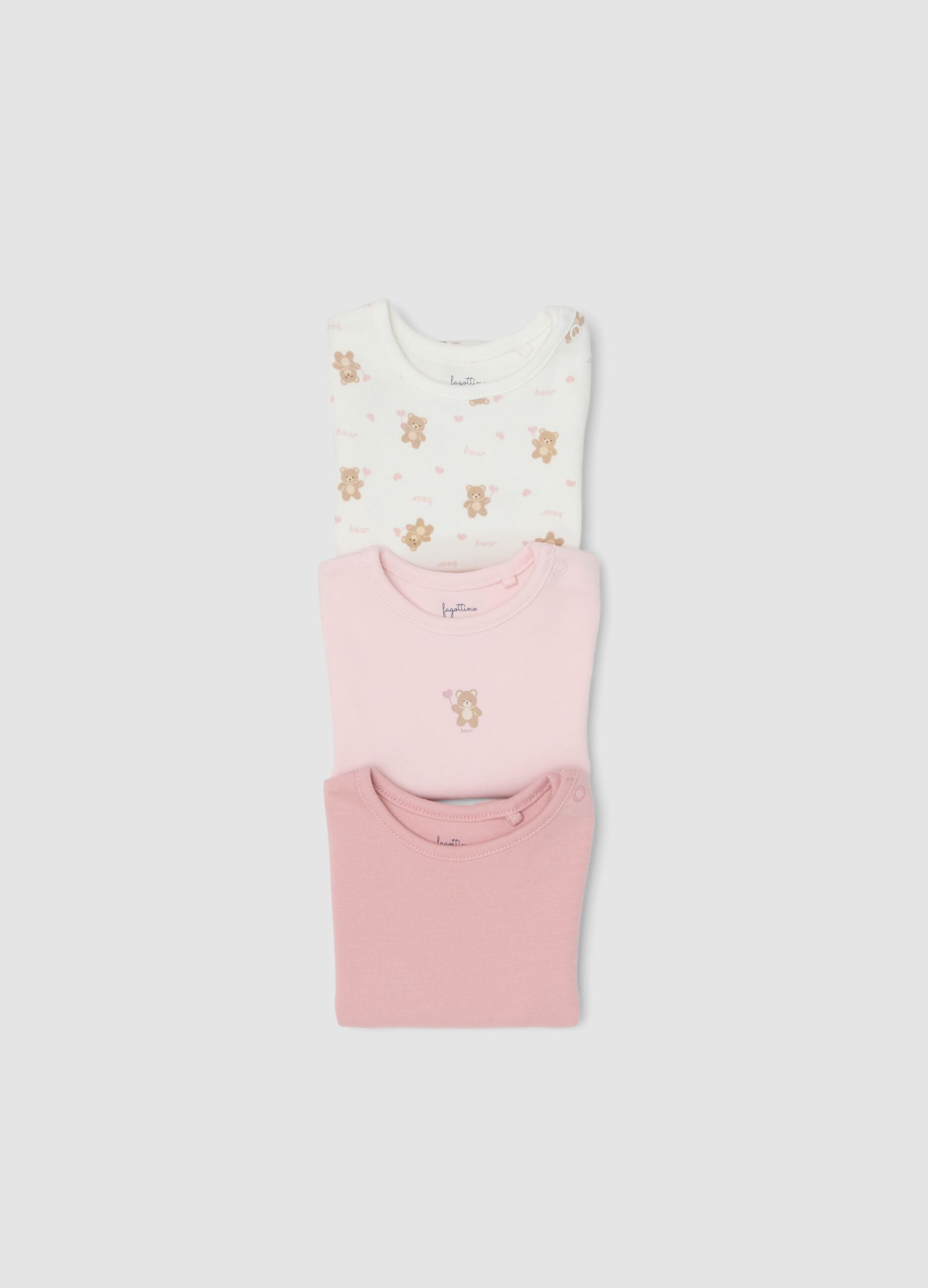 Pack of 3 Pink Organic Cotton Baby Girl Bodysuits