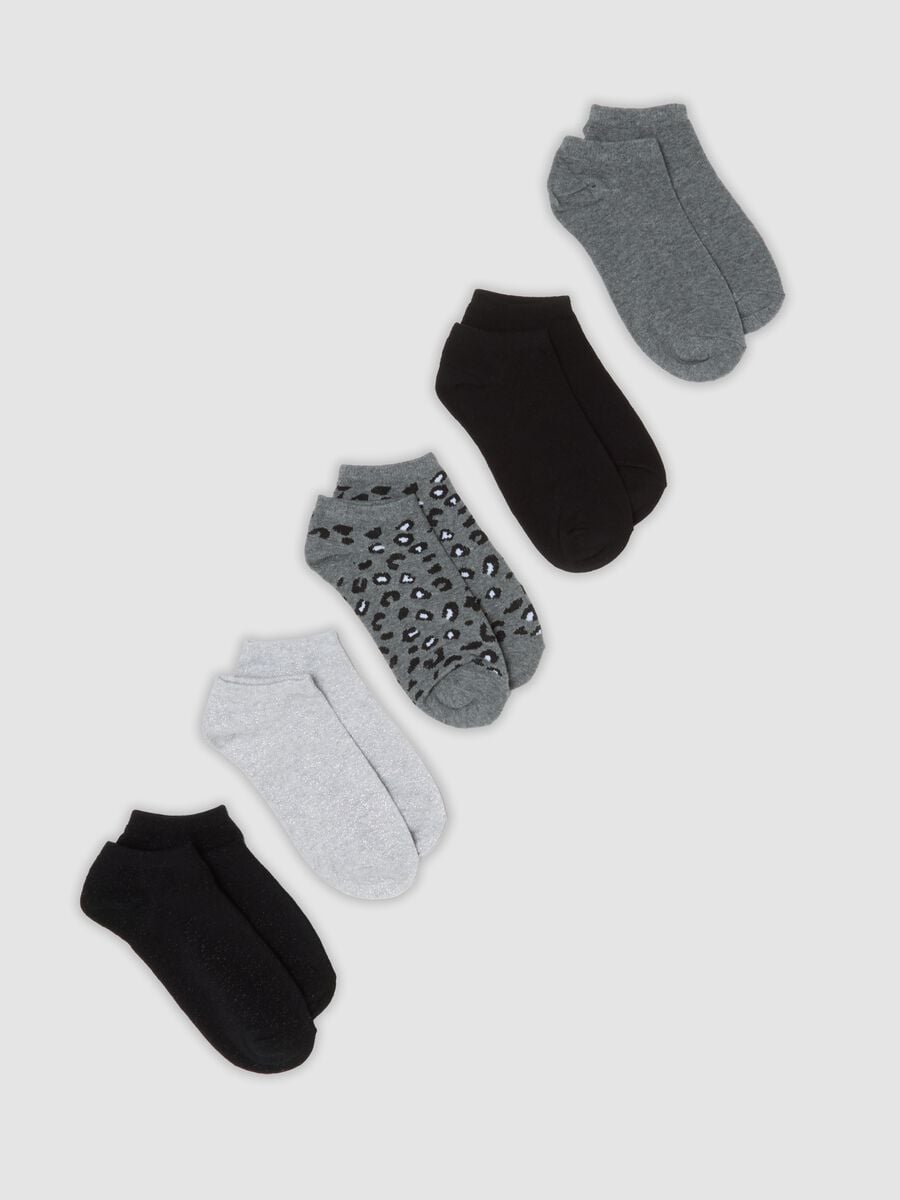 Five-pack of multicolour short socks in organic cotton blend_0