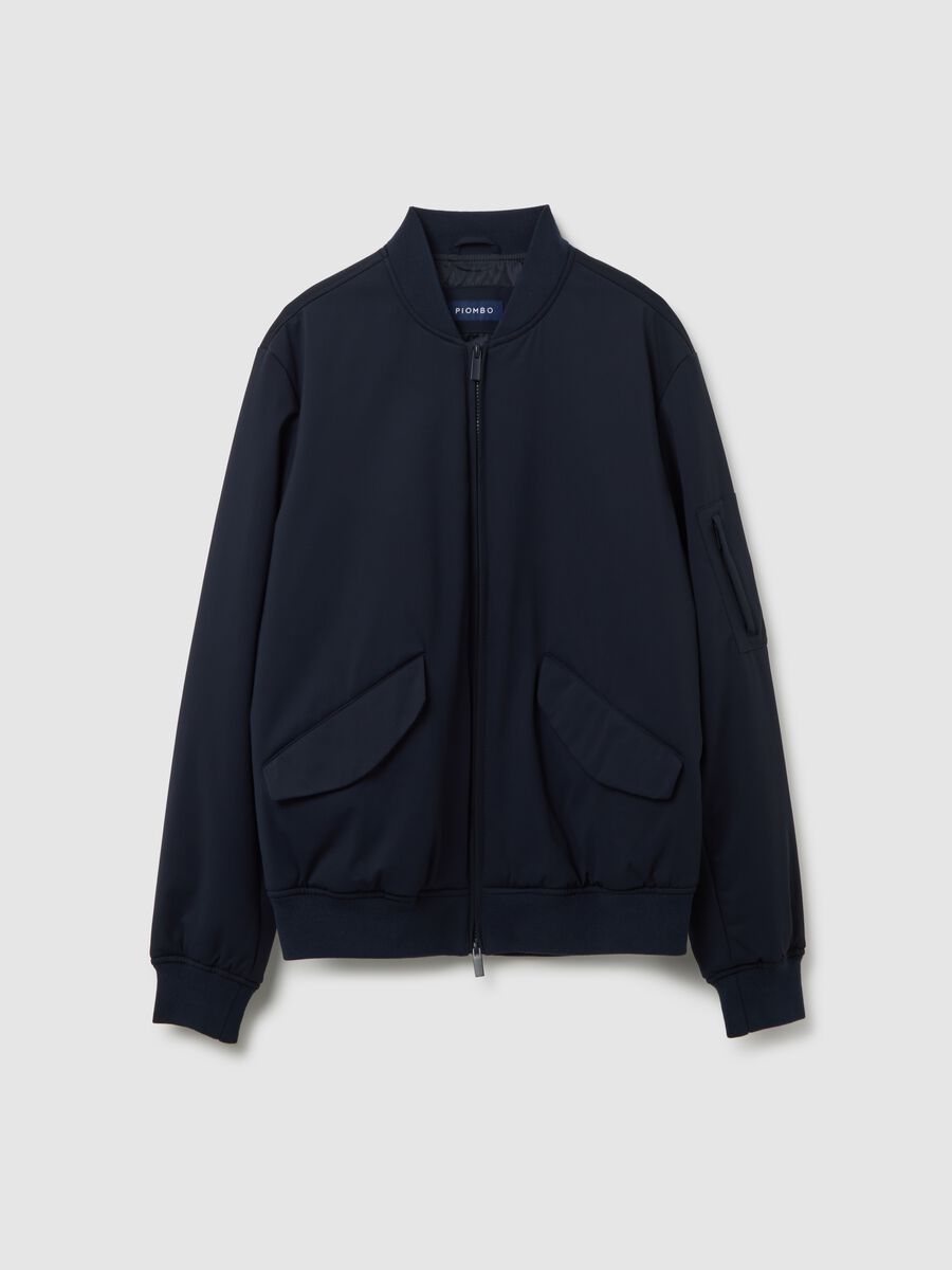 Stretch blue bomber with zip closure_4